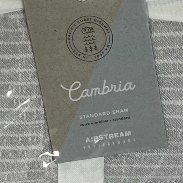 Pottery Barn Airstream Cambria Funda Estándar Gris Nuevo En Paquete 2