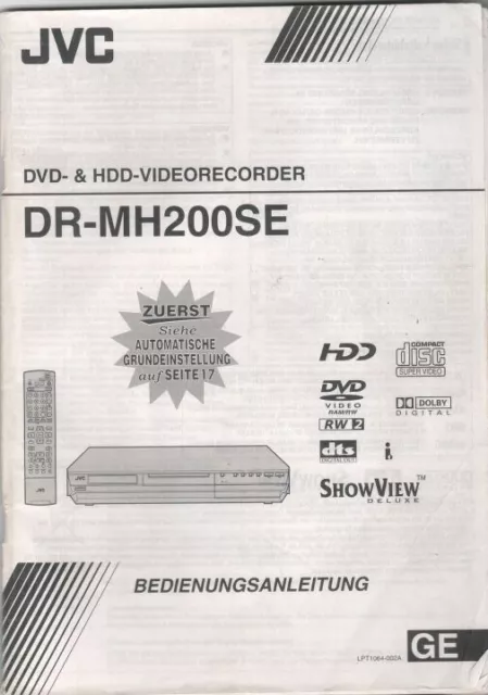 JVC DR-MH200SE [Bedienungsanleitung] (gebraucht)