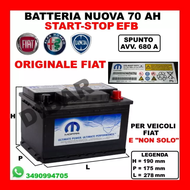 BATTERIA START-STOP 70AH Nuova Fiat Tipo 3 V 1.6 D Da 15 Kw88