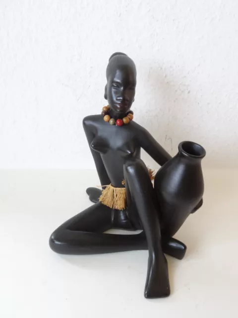 GMUNDNER KERAMIK Figur 2263 D, Akt Afrikanerin Rockabilly Austria 50er Jahre