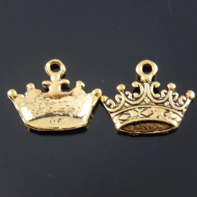 20-pack Golden Plated Alloy Retro King Crown Charms Royalty Pendant DIY 17*11mm