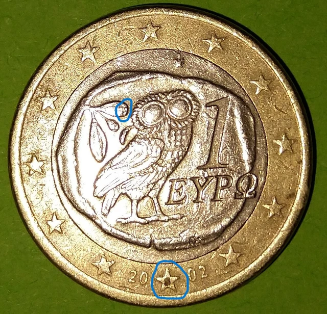 1 Euro Münze 2002 Eule Fehlprägung