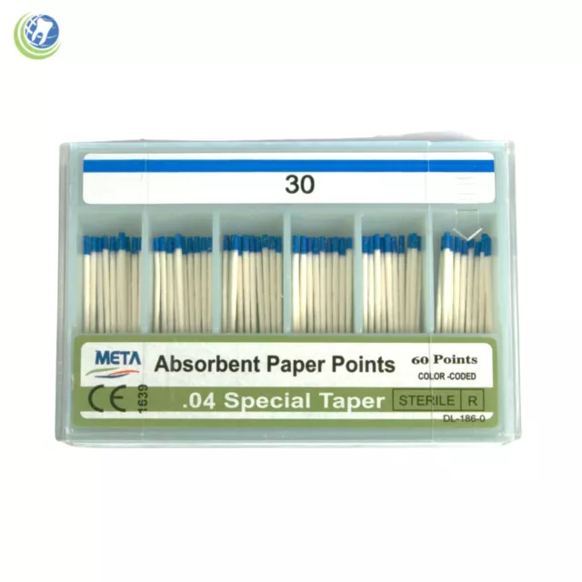 Paper Points .04 Taper #30 Sterilized Endodontic Root Canal Obturation 60/Box