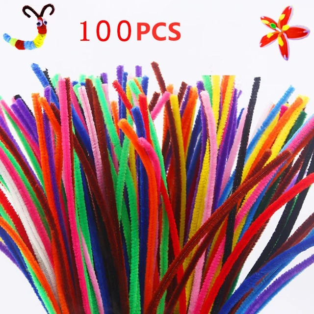 Hágalo usted mismo Artesanía Arte 100 piezas/juego de Limpiador de Tuberías Surtido de Palos Artesanales de Colores