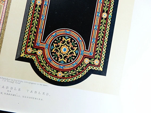 Pietra dura Inlaid Marble Table Micro Mosaic Work Victorian Antique Print 1862 11