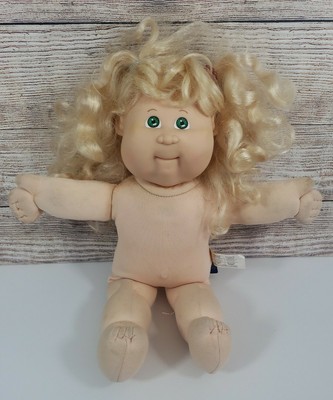 cabbage patch doll blonde hair green eyes
