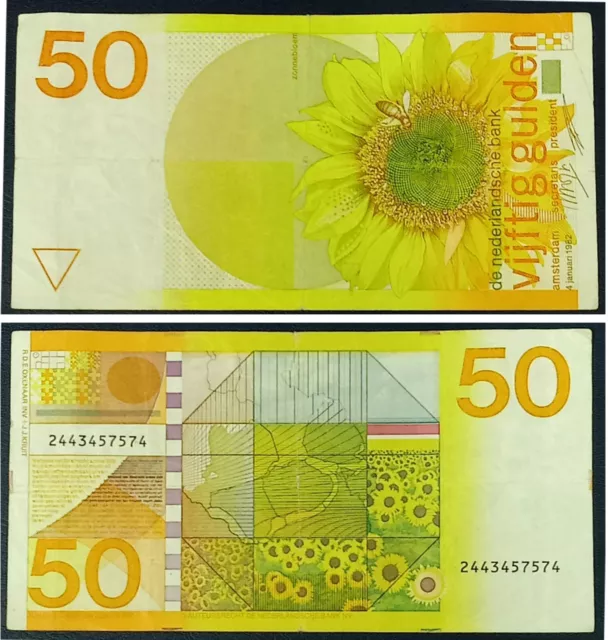 Netherlands 50 Gulden 1982 Sunflower