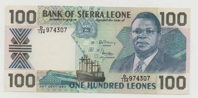 Sierra Leone 100 Leones 1990 Pick 18 C Unc