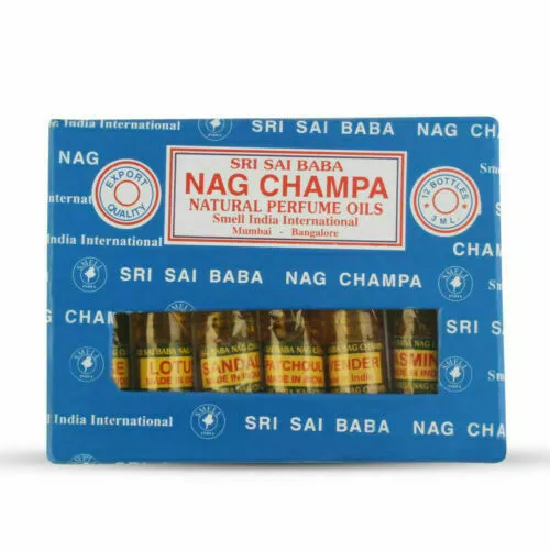 Sri Sai Nag Champa Perfume Oil Set 6 Bottles Natural With 3 ml Attar Each