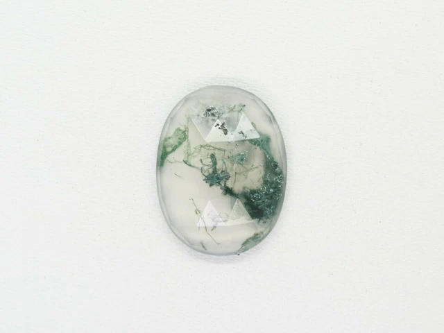 Forme ovale de pierre gemme d'agate de mousse naturelle cabochon à facettes...