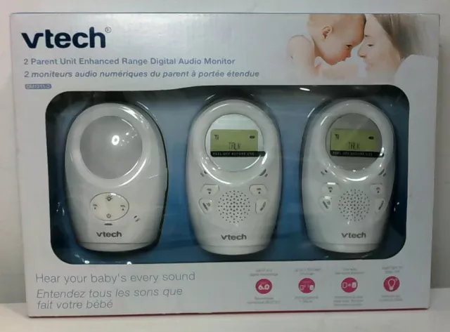 NEW Vtech Dm1211-2 2 Parent Unit Enhanced Range Digital Audio Monitor White $80