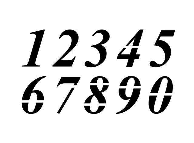 TIMES NEW ROMAN ITALIC Números Plantilla - 3 Pulgadas Fuente Dirección Hoja Casa S937