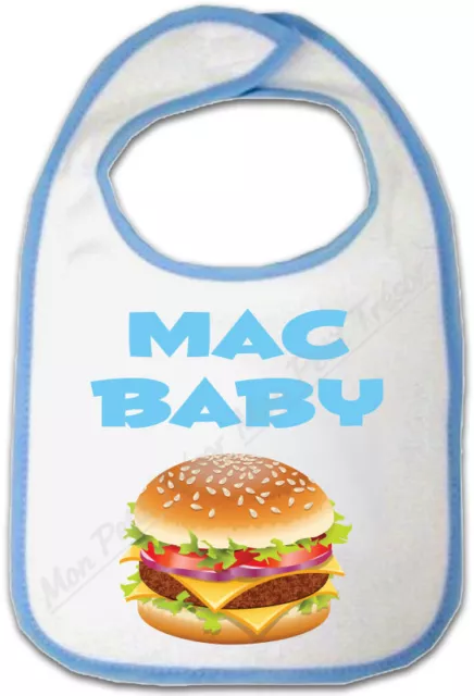 Bavoir Bleu Bébé Hamburger Mac Baby