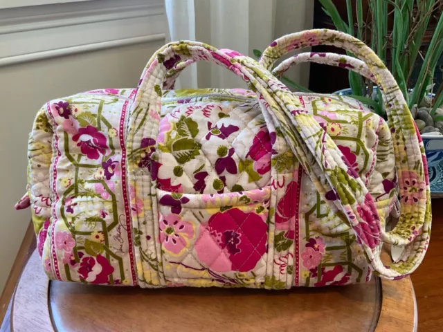 Vera Bradley MAKE ME BLUSH  Shoulder Bag Medium Duffle 2 HandleFloral Pink Green