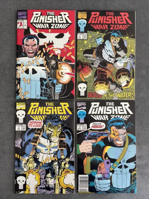 Lot of 4 Vintage Marvel Comics The Punisher War Zone, issues 1,2,5,7