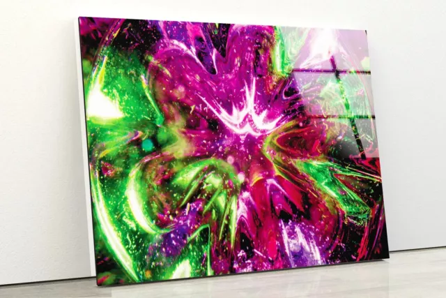 Pink & Green Abstract Tempered Glass Printing Wall Art Australian Made Quality