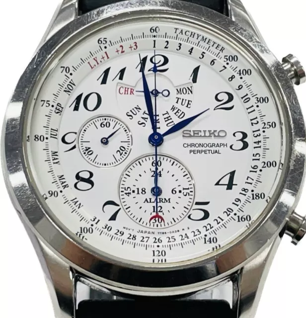 SEIKO 7T860AC0 CHRONOGRAPH Perpetual Calendar White Men's Quartz Watch
