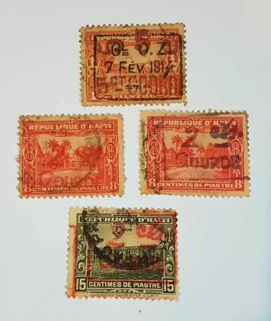 Republic D’Haiti 4 Varied Stamps 1914 Overprint of Issues of 1906-1911