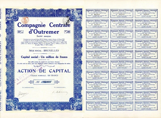 Companie Centrale d'Outremer - Stock Certificate - Foreign Stocks