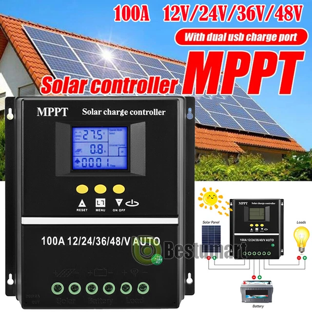 100A MPPT SOLAR Charger Controller 12V/24V/36V/48V RV Battery Regulator