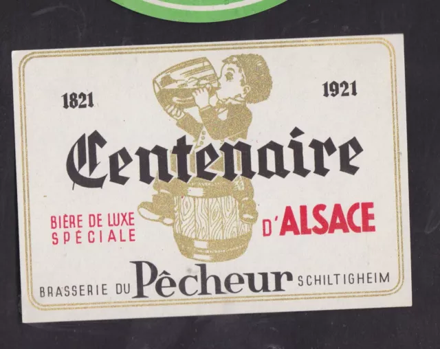 Ancienne étiquette  France  Alcool BN113410 Bière Alsace Pêcheur Homme