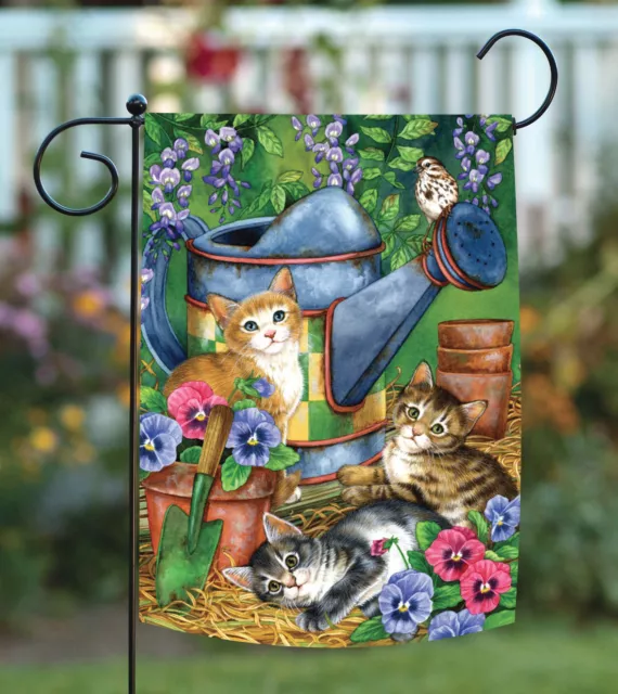 Toland Garden Kitties 12x18 Colorful Flower Cat Spring Summer Garden Flag