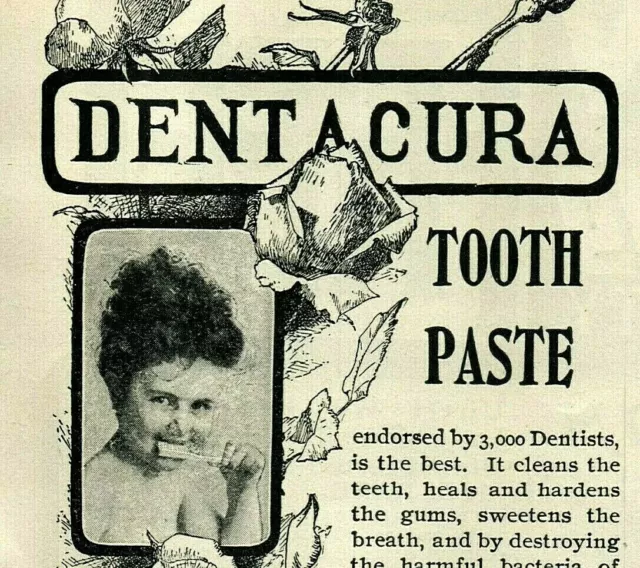 1903 QUACK DENTAL Druggist Tooth INSURANCE Tooth Powder Original Print Ad 4578