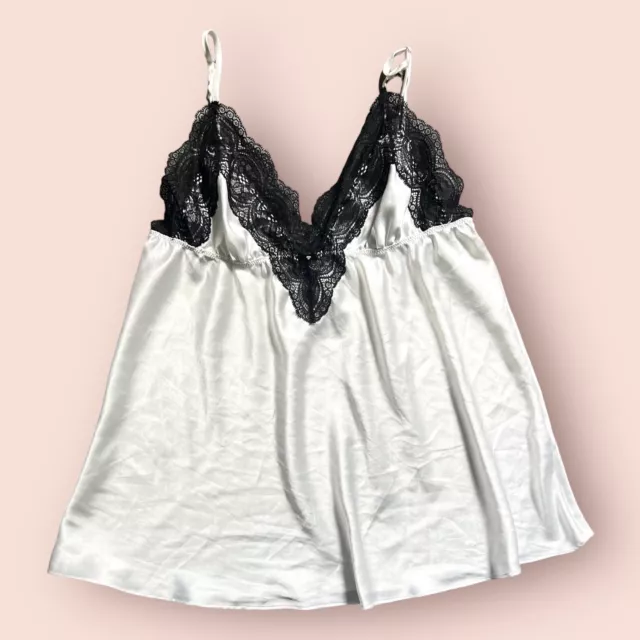 Victorias Secret White satin lace accent camisole size Large White Black Cami