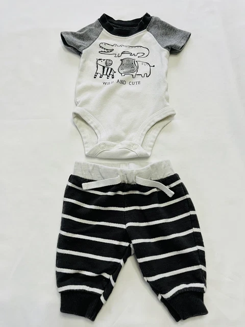 Carter's Newborn Baby Boy Outfit Bodysuit Pants WILD AND CUTE