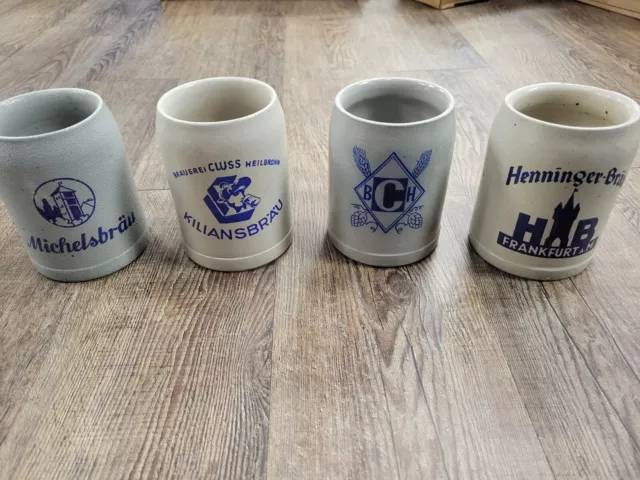 Vintage Krautheimer Bier 0.5L Stein Munich Germany Oktoberfest Ceramic Set of 4