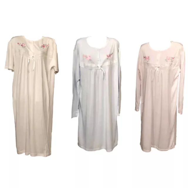 Women's Ladies Pyjamas Pajamas Nighties Night Gown Sleepwear Cotton W Sleeves