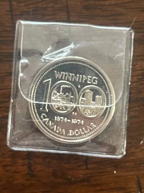 Canada 1974 Prooflike $1 Coin (Winnipeg 1874-1974) Dollar