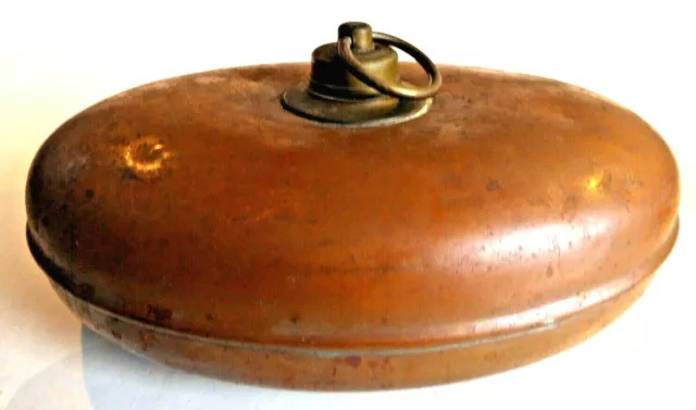 Alte, antike Kupfer und Messing Wärmeflasche Großmutters Bettflasche