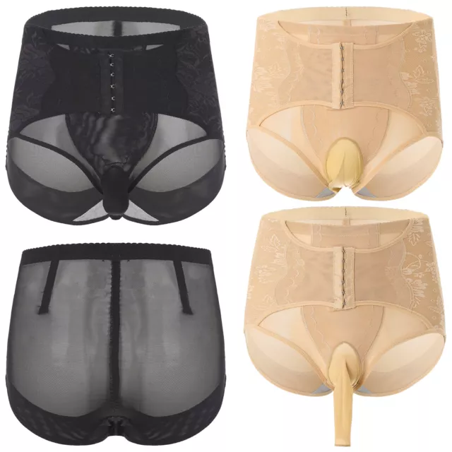 UK Men Underwear Sexy Briefs Mesh Underpants Panties Sissy High Waist Nightwear