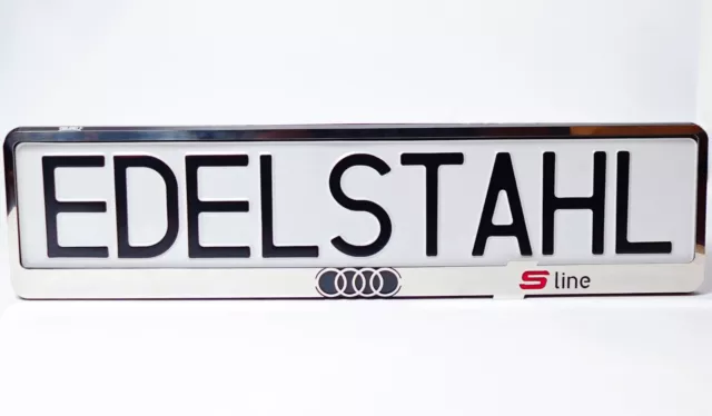 Audi S Line Kennzeichenhalter Nummernschildhalter Kennzeichenrahmen EDELSTAHL