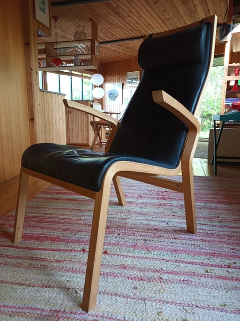 Sessel Vintage Leder schwarz 70s Easy Chair Denmark 70er Danish 38