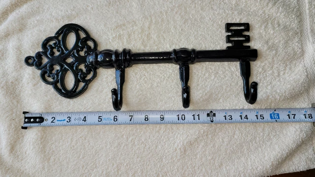 Vintage Cast Iron Hanger Coat Hat Keys Hook Style Decor POWDERCOATED LIFE WARRTY