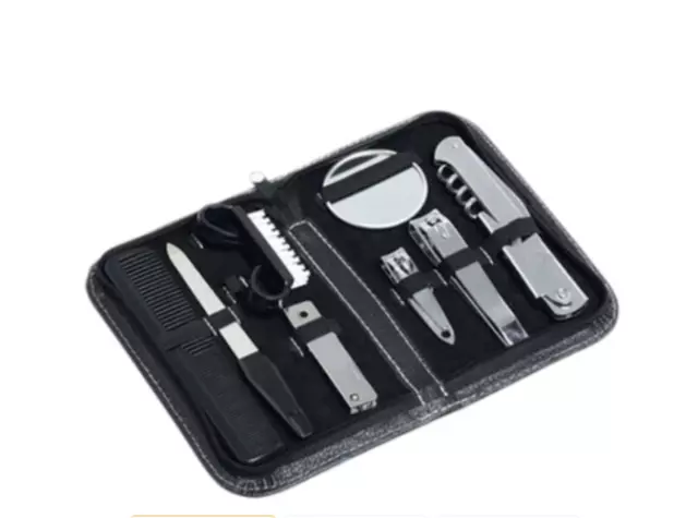 Kit 9pz Manicure Tagliaunghie Pedicure da Viaggio Portatile con Custodia