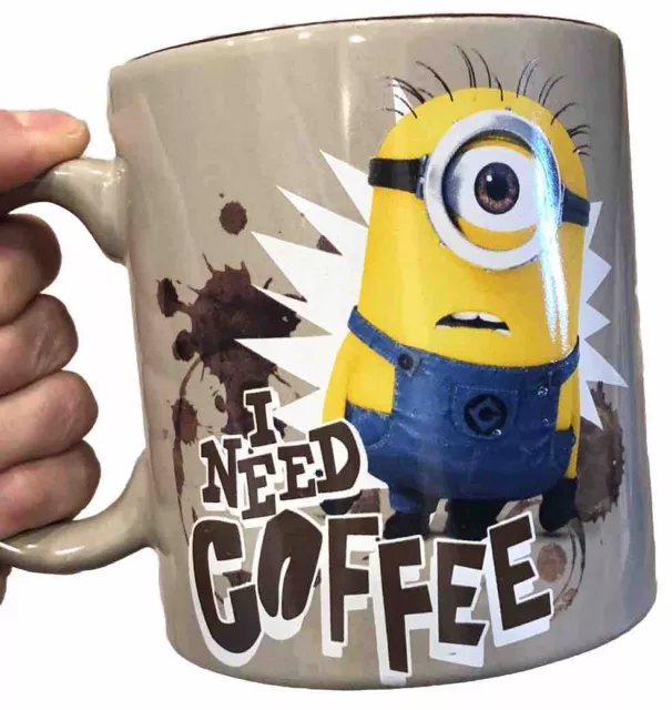 Despicable Me Minion I Need Coffee 20 Ounce Brown Cup Mug Universal Studios