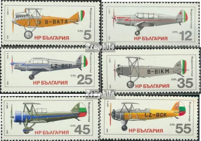 Briefmarken Bulgarien 1981 Mi 3005-3010 postfrisch Luftfahrt