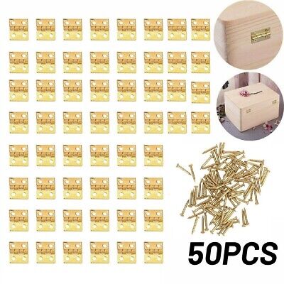50PCS Mini-Brass Hinges For Small Craft Door Box Accessories Gold 8*10mm NEW CA