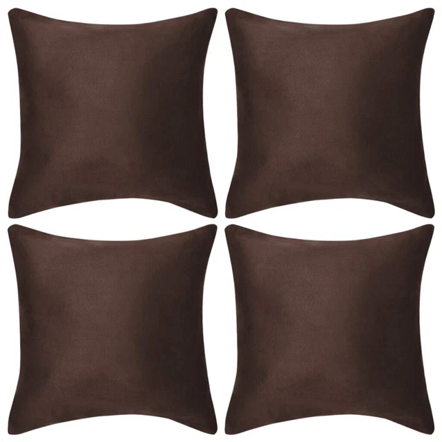 Cushion Covers 4 pcs 80x80 cm Polyester Faux Suede Brown