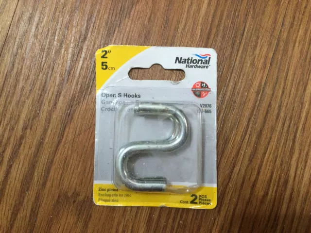 National Hardware Zinc-Plated Silver 2" Open S-Hook 120 lb. 2 Pk V2076 N121-665