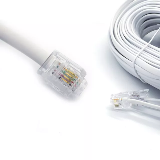 5M ADSL Internet Broadband RJ11 to RJ-11 Cable Lead - 5 Metre Long White DSL