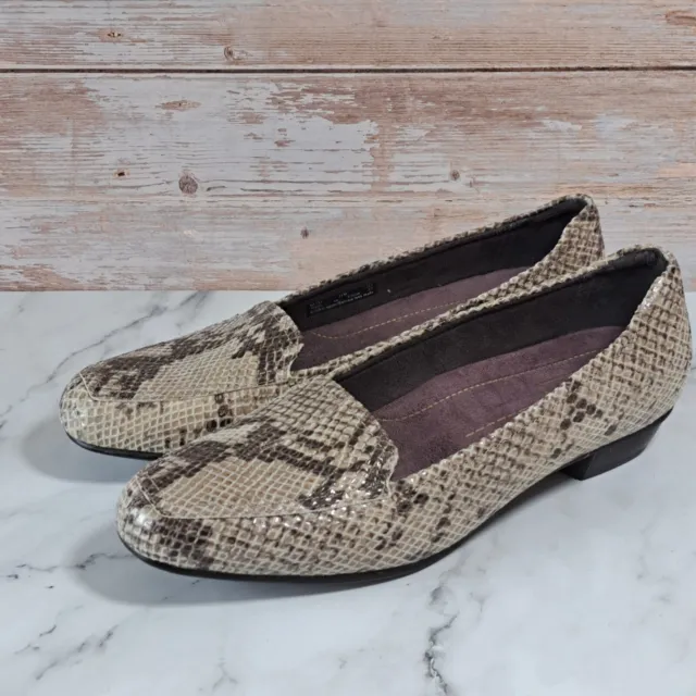 Clarks Everyday Timeless Python Snake Natural Slip on Loafers Women's Size 11 W