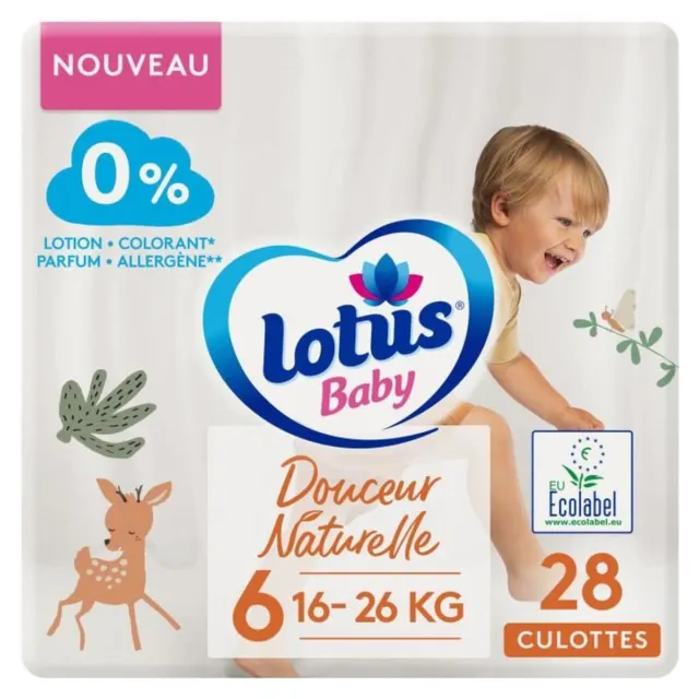 LOT DE 3 - LOTUS BABY - Couches Culottes Douceur Naturelle Taille 6 - Le paquet