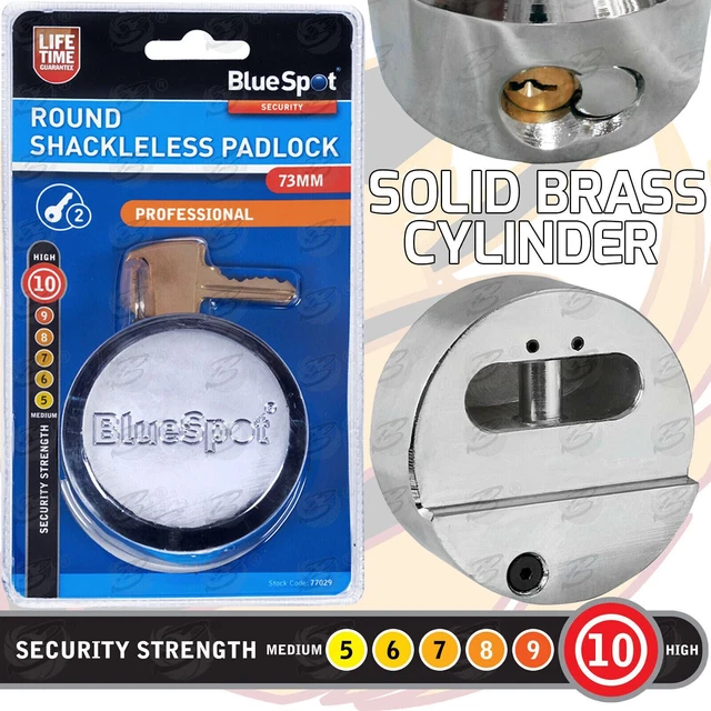 Roadster 73mm Heavy Duty Shackless Padlock & Hasp Set - Stainless Steel, Chrome Finish For Gate, Shed, Van Security
