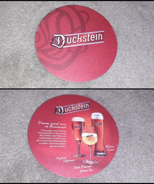Duckstein Beermat / cardboard lager Coaster, home bar / pub, copper gold bier