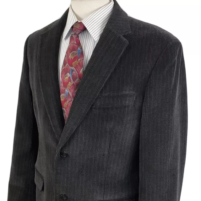 Dockers Corduroy Sport Coat Jacket 40R Two Button Charcoal 100% Cotton Blazer