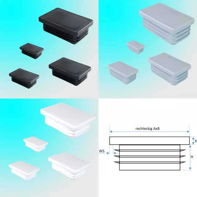 Stopfen Lamellenstopfen rechteckig Rohrkappen Endkappen Vierkantkappen vierkant